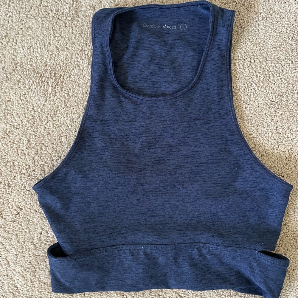 Outdoor Voices Cut Out Sports Bra / Navy Blue
